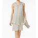 R&M Richards NEW Beige Womens Size 8 Metallic Embellished Shift Dress