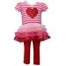 Bonnie Jean Baby Toddler and Little Girl's Valentine's Day Pink and Red Heart Tunic Shirt and Leggings Set (4T, Red)