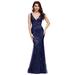 Ever-Pretty Womens Double V-Neck Sequins Wedding Guest Dresses for Women 07886 Navy Blue US12