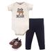 Hudson Baby Boy Cotton Bodysuit, Pant & Shoe Outfit Set, 3pc