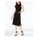 AVEC LES FILLES Womens Black Belted Sleeveless Midi Wear To Work Dress Size 0