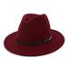 JuLam Fur Hat Retro Flat Big Hat Couple Jazz Women Belt Buckle Fedora Hat Felt Fedora Hat Wide Brim Belt Buckle Panama Hat Fashion Sun Top Hat