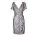 Lauren Ralph Lauren Womens Beige Silver Metallic Cold-Shoulder Surplice Sheath Dress 10