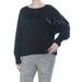 CALVIN KLEIN Womens Black Relaxed Logo Fleece Long Sleeve Jewel Neck Sweater Plus Size: 2X