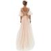 AngelBee Sequin See Through Wedding Dress V-Neck Flare Sleeves Evening Gowns (M)