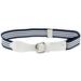 Kids Elastic Adjustable Belt with Leather Closure - Navy Striped With White Leather
