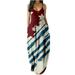 Mchoice 4th of July summer dress for women print sexy dresses plus size maxi dress wedding guest dresses red dress Long Dress