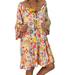 Plus Size Womens Boho V Neck Print Dress Ladies Beach Holiday Kaftan Sundress