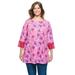 Woman Within Women's Plus Size Crochet-Trim Three-Quarter Sleeve Tunic