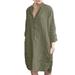 ZANZEA Women Plain A-Line Long Mini Shirt Dress Vintage Sundress