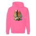 Trippy California Redwoods Forest Fox Silhouette Mens Fashion Hooded Sweatshirt Graphic Hoodie, Neon Pink, 2XL