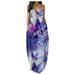 STYLEWORD Women Bohemian Dress Sleeveless Butterfly Print Summer Sexy Scoop Neck Long Maxi Dress Evening Party Cocktail