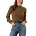 Allegra K Women's Ruffle Mock Neck Long Sleeve Knit Pullover Sweater