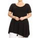 MOA COLLECTION Women's Plus Size Solid Casual Lightweight Relaxed Fit Short Sleeve Knit Tunic Top Dress