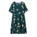 Avamo Women Plus Size Summer Polka Dot Midi Dress Bohemian Short Sleeve Vintage Dress Ladies Casual Beach Mid Sundress