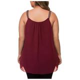 Reed Women's Casual Fashion Plus Size Solid Pleated Chiffon Beaded Strap Tank Top