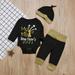 Newway 0-24M Newborn Infant Clothing Baby Boys Girls Letter Printed Rompers+Pants+Hat Set Toddler Kids 3pcs Outfits