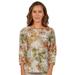 Alfred Dunner Womens Plus-Size Floral Print Lightweight Embellished Knit Top