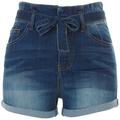Almost Famous Solid Denim Shorts With Tie Around Waist