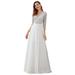 Ever-Pretty Women's V-Neck Long Sleeve Sequin A-line Wedding Bridesmaid Dress 00751 White US6