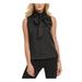 DKNY Womens Black Sleeveless Tie Neck Top Size S