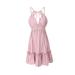 New Women's Backless Dress Elegant Dress Summer Sexy Hollow Out Lace Short Dresses Solid Color V Neck Suspender Dress