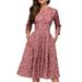 Women Floral Long Sleeve Midi Dress Prom Evening Party Beach Casual Sundress