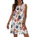 Sexy Dance Women Summer Sleeveless Casual Dresses Swing Cover Up Sundress Loose Kaftan Short Mini Dress Ladies Boho Beach Sundress