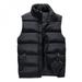 Sebbolt Men Outdoor Autumn Winter Solid Color Down Stand Collar Jacket Thick Warm Down Zipper Vest Slim Coat (Black)