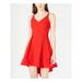 B DARLIN Womens Red Solid Spaghetti Strap V Neck Short Fit + Flare Dress Size 13\14