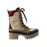 Faux Fur Lninig Combat Boots - Military Lug Sole Color Block Shoes (women)