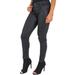 S&P Contemporary Women's Skinny Jeans Black Stretch Coated Denim Zip Bottom Curve Seam
