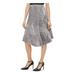 CALVIN KLEIN Womens Silver Sequined Below The Knee Peasant Evening Skirt Size M
