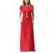 Kernelly Women's Short Sleeve Loose Plain Maxi Dresses Casual Long Dresses with Pockets