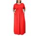 Avamo Women Loose Plain Short Sleeve Casual Plus Size Long Maxi Dress with Pockets Flowy Swing Dresses