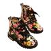 KidPika Children Kids Shoes Autumn Winter Warm Floral Fur Lined Shoes Ankle Boots Chelsea Martin Shoes