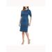 ANNE KLEIN Womens Blue Zippered 3/4 Sleeve Jewel Neck Knee Length Sheath Party Dress Size 6