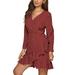 Women's Long Sleeve Polka Dot Mini Dresses Ruffle V-Neck Sundress Holiday Dresses