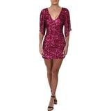 Free People Womens Party Girl Sequined V-Neck Mini Dress
