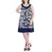 24seven Comfort Apparel Women's Plus Size Floral Print Sleeveless Knee Length Dress