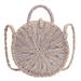 Chinatera Rattan Woven Round Messenger Handbag Women Straw Beach Shoulder Bag/Silver