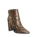 Pointed Toe Block Heel Bootie - Women Croc & Suede Ankle Pump Boot