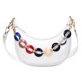 Chinatera Alligator PU Women Shoulder Tote Handbags Acrylic Chain Chest Bags (White)