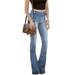 Women's Stretch Slim Fit Denim Pants Flare Jeans Ladies Casual High Waist Bell Bottoms Wide Leg Trousers