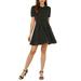 Allegra K Women's Puff Sleeve Dresses Peter Pan Collar Chiffon Mini Dress