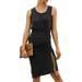 UKAP casual round neck dress for womens sleeveless shirt dress solid tank dress summer midi dress