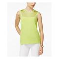 ANNE KLEIN Womens Green Sleeveless Jewel Neck Top Size L