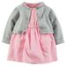 Carters Baby Clothing Outfit Girls 2-Piece Bodysuit Dress & Cardigan Set Pink Stripe