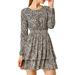 Allegra K Junior's Leopard Print Long Sleeve Layered Ruffle Hem Dress