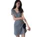 Summark New summer plaid dress ladies retro plaid dress